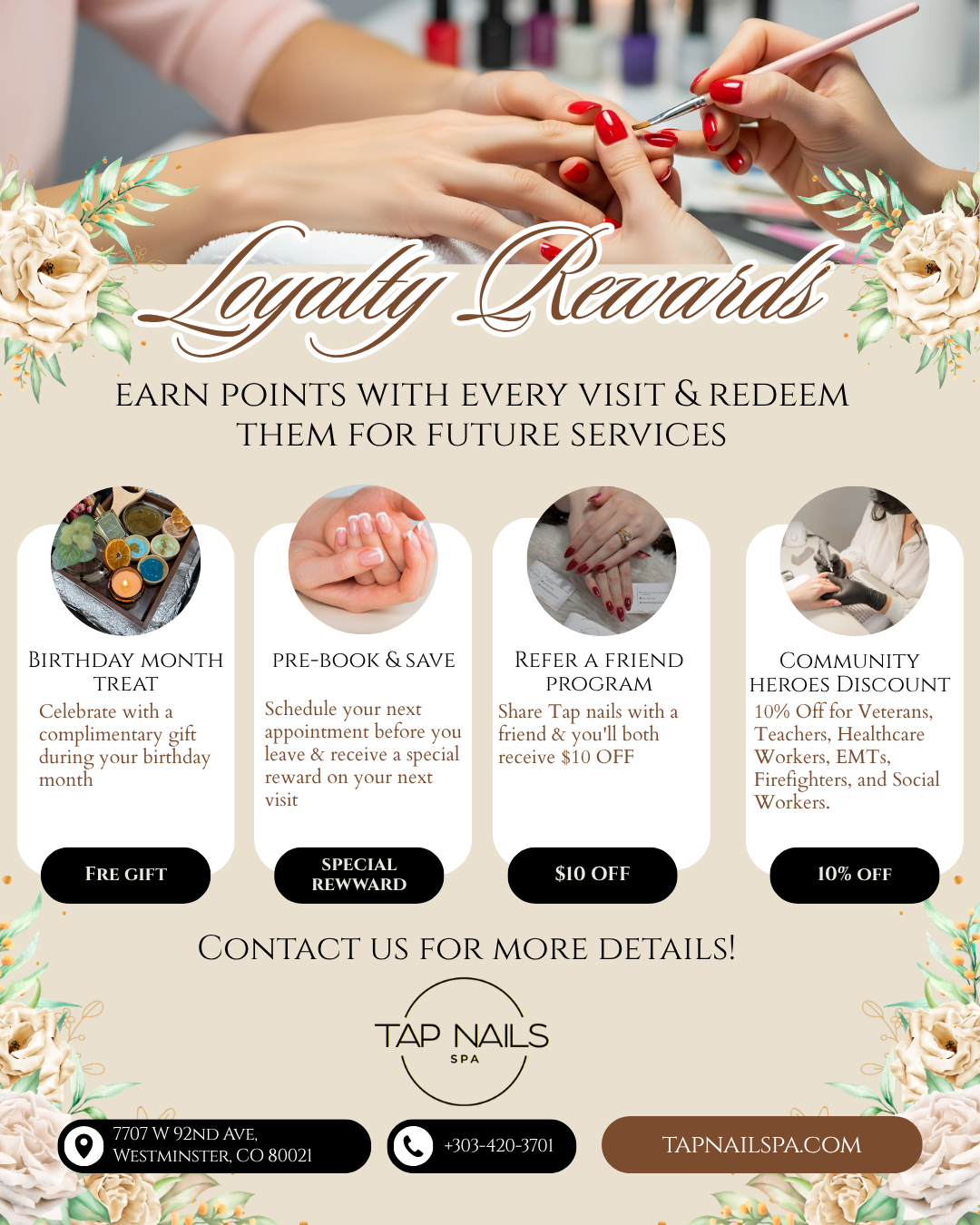 TAP Nails Spa Westminster nail work in Westminster, Colorado